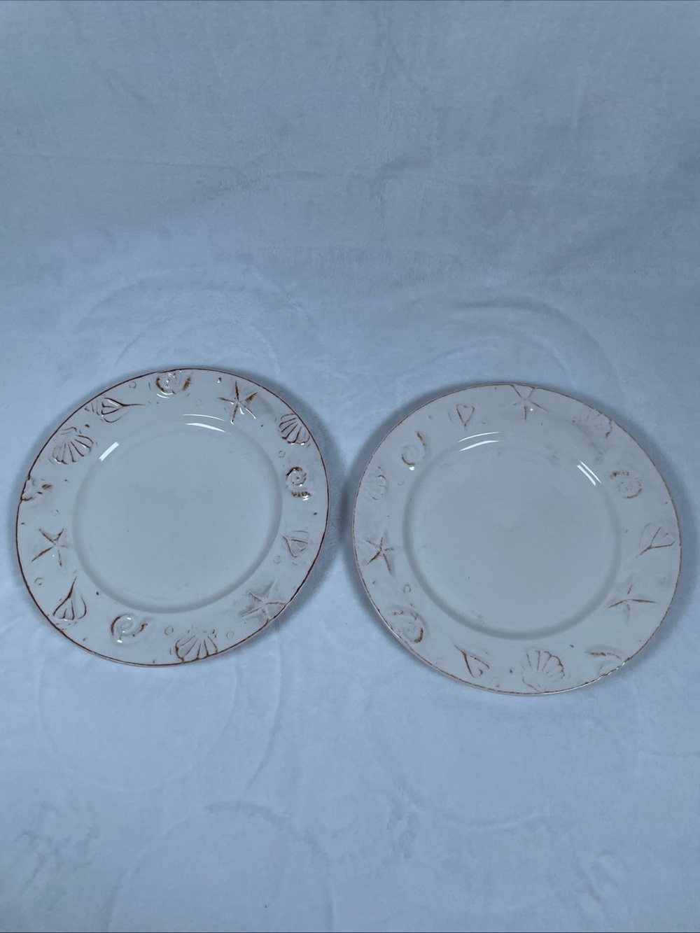 LOT OF 2 Thomson Pottery HAMPTON Dinner Plates 10.75" Sea Shells Stoneware